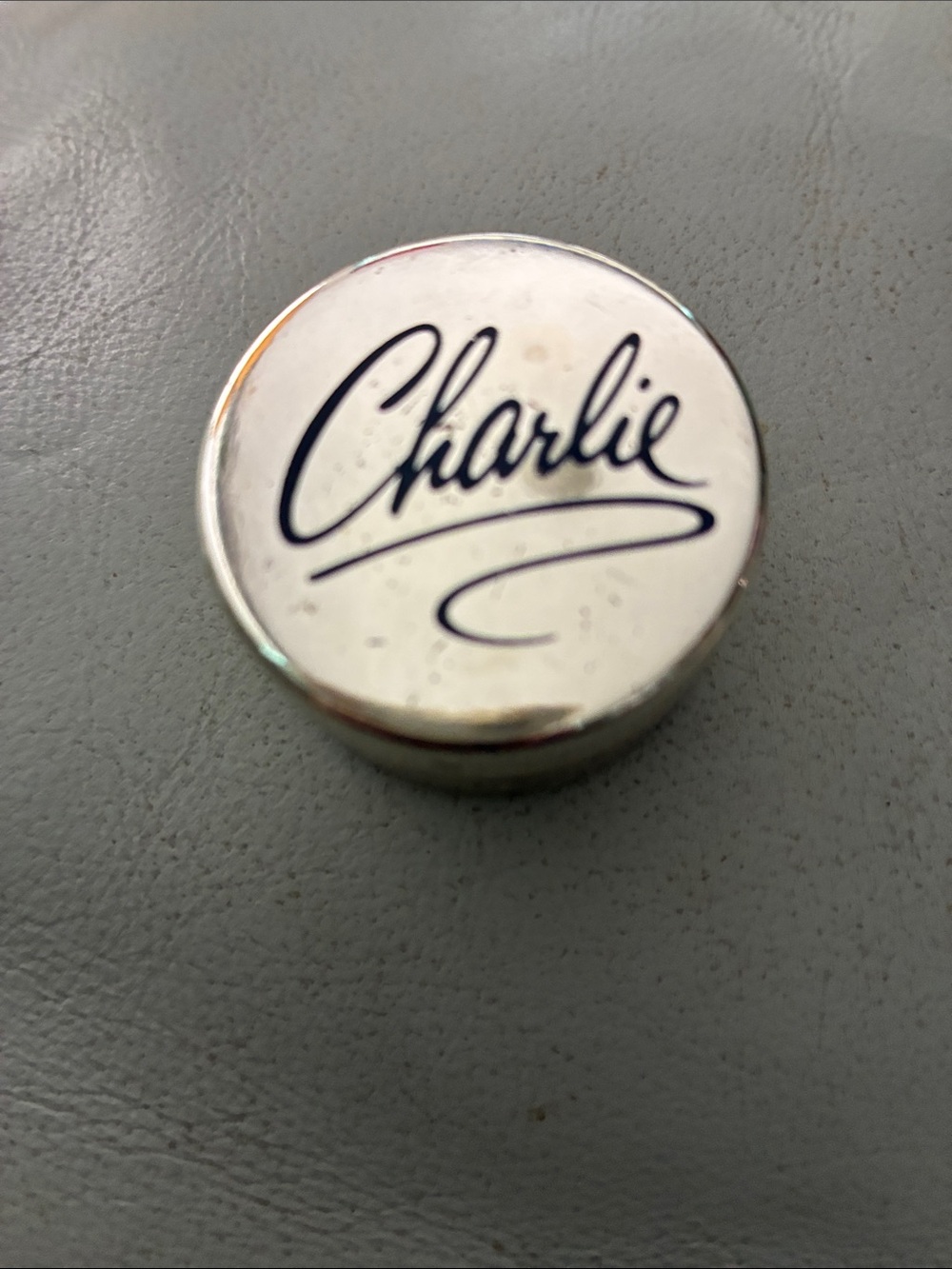 Charlies Silver Round Money Clip with Black Script